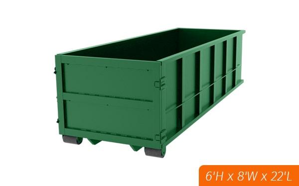 our 30 yard dumpsters typically measure 22 feet long,5 feet wide, and 6 feet high